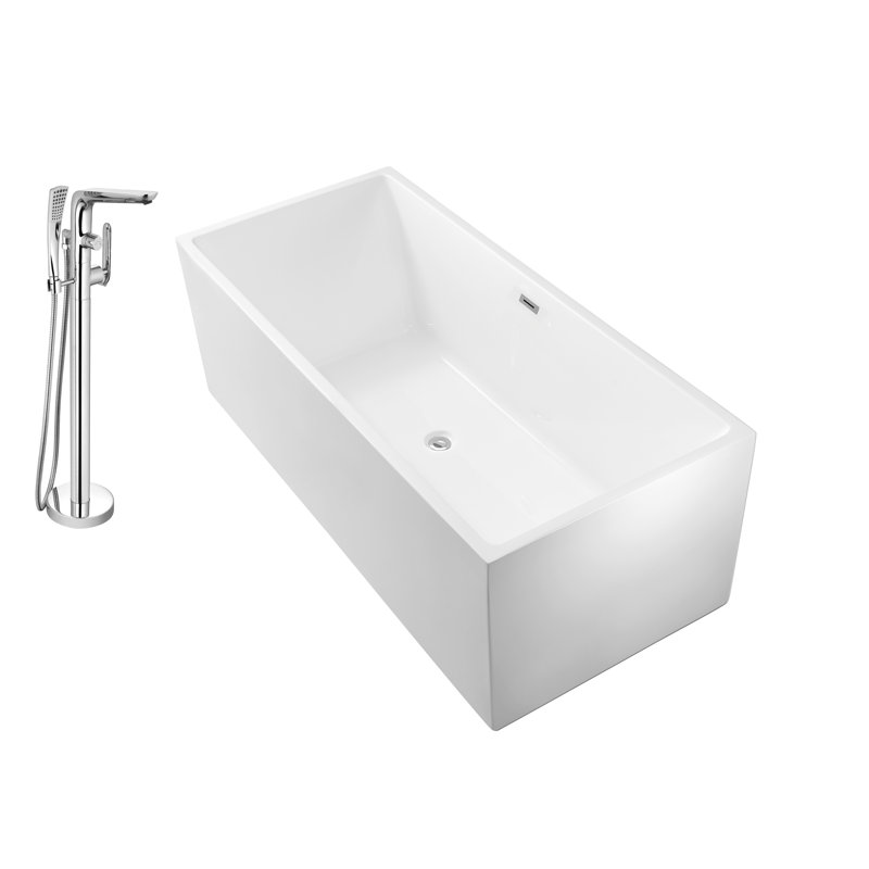 StreamlineBath 66" x 32 Freestanding Soaking Bathtub Wayfair